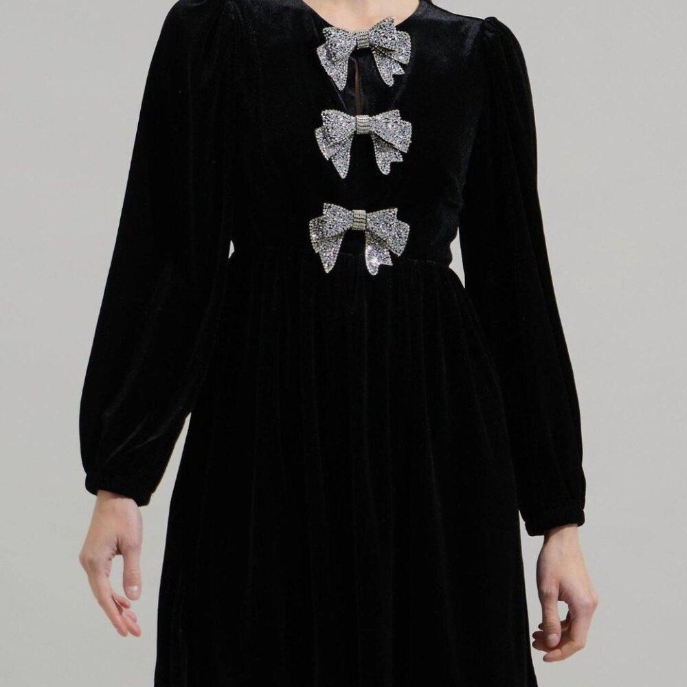 New without tags Sugarlips Black Mini Dress with Silver Bows